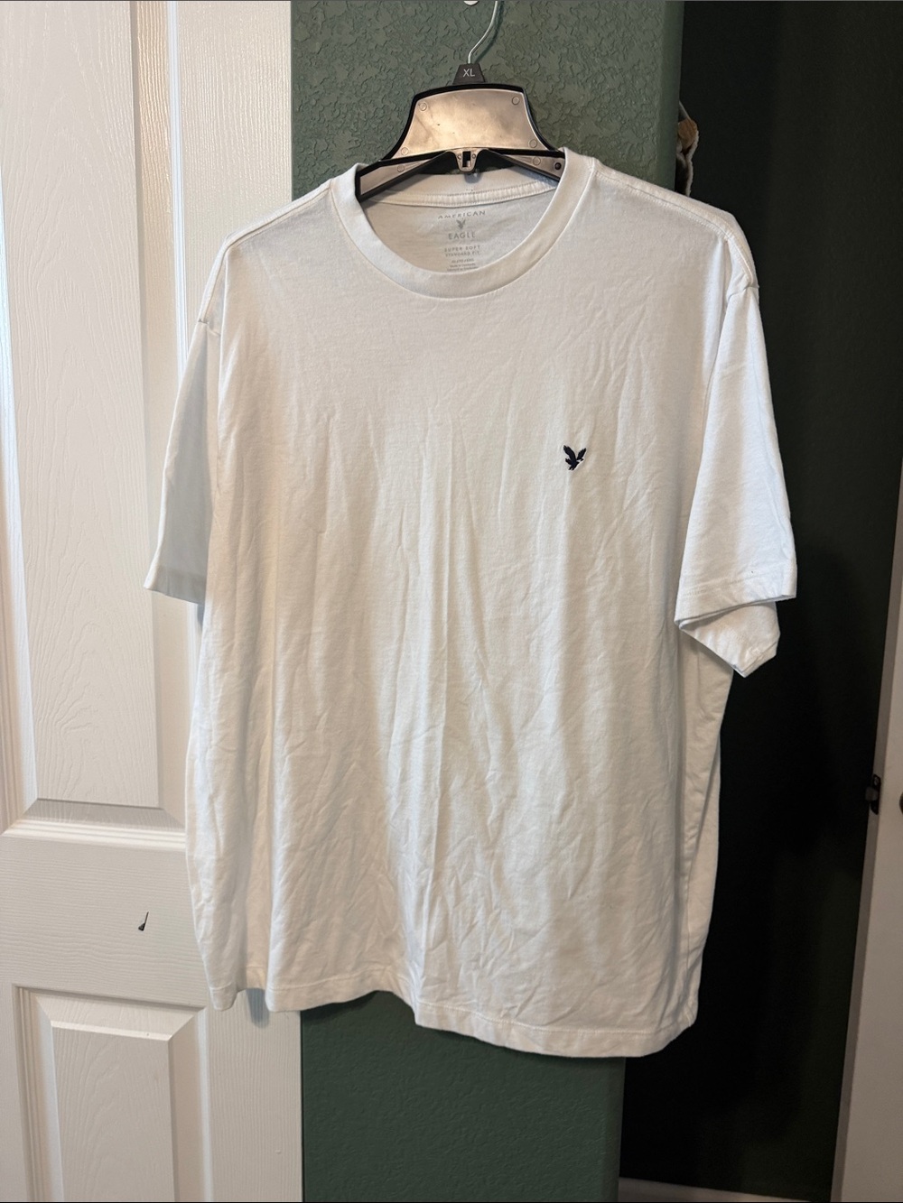 American Eagle Outfitters White Crewneck Tee with Navy Eagle Logo